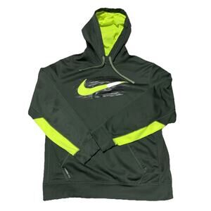 Nike Hoodie Mens Large Green Therma Fit Swoosh Sporty Streetwear Athleisure
